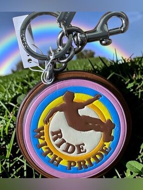 Coach ride with pride leather bag charm NWT